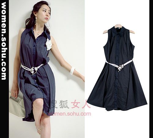 时髦衬衫裙+腰带 打造完美女人